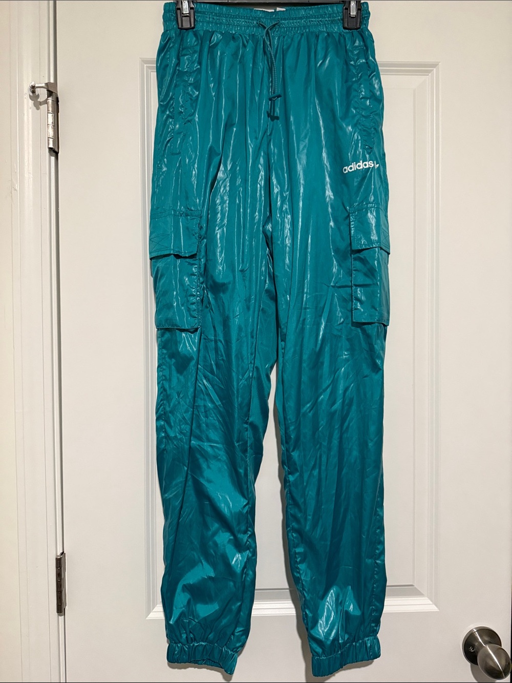 adidas Teal Cargo Nylon Track Pants
